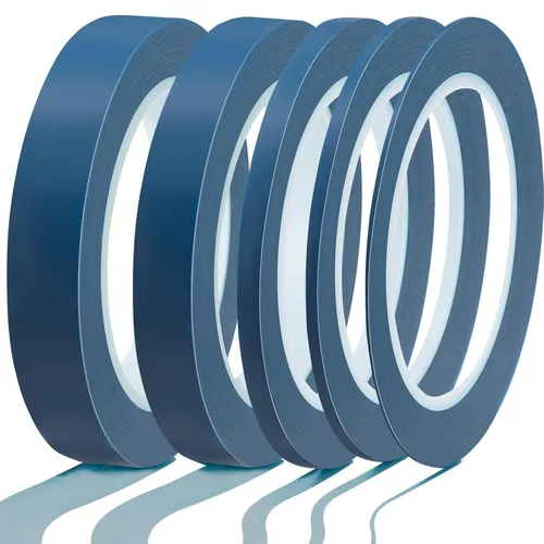 Miniatura 11 de Xuniea 5 Rollos de Cinta Adhesiva de Vinilo para Enmascarar Cinta de Carrocería Automotriz para Curvas, Vinilo de Alta Temperatura de Baja Azul