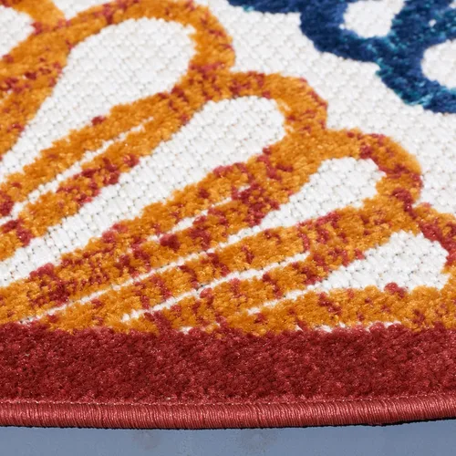 Miniatura 3 de SAFAVIEH Alfombra lavable para exteriores, redonda, 4 pies, color crema y rojo, no desprende pelusa y fácil de limpiar, ideal para patio, patio