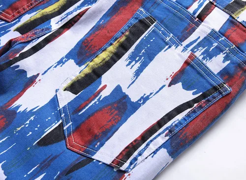 Miniatura 226 de Baylvn - Pantalones de mezclilla entallados y estampados para hombre con corte recto