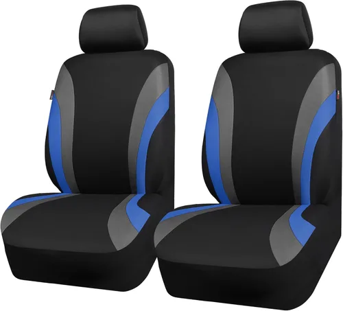 Miniatura 9 de Car Pass - Fundas de asiento delanteros deportivas Line Rider, fundas para asientos de auto grises solo para dos asientos delanteros, compatibles