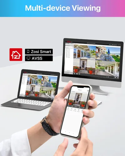 Miniatura 5 de ZOSI Sistema de cámara de seguridad para el hogar 3K 5MP Lite con detección de vehículos humanos AI, H.265+ DVR de vigilancia de 8 canales y 4