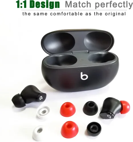 Miniatura 5 de Puntas de silicona para auriculares Beats Studio Buds - Funda de repuesto para auriculares de 6 pares, color negro
