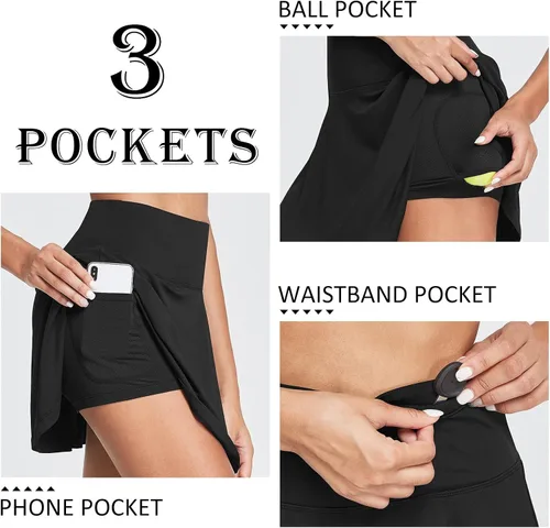 Miniatura 4 de BALEAF - Faldas de tenis plisadas para mujer, faldas pantalón de golf atléticas, con bolsillos, para correr, entrenar y hacer deportes