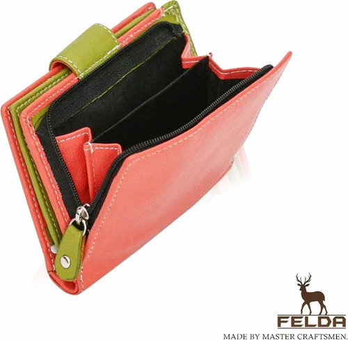Miniatura 2 de Cartera de piel auténtica RFID para mujer multicolor 10 ranuras para tarjetas