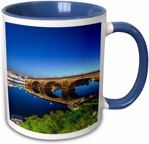 3dRose Use Arizona Lake Havasu City View of London Bridge at Sunset - Taza de dos tonos, 11 onzas, azul