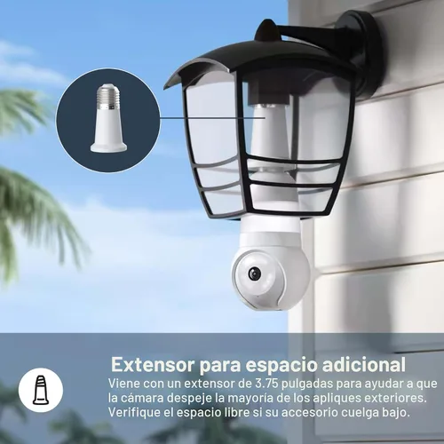 Miniatura 8 de Luna - Cámaras de seguridad inalámbricas para exteriores e interiores, inclinación panorámica de 360°, visión nocturna a color, bombilla LED y foco