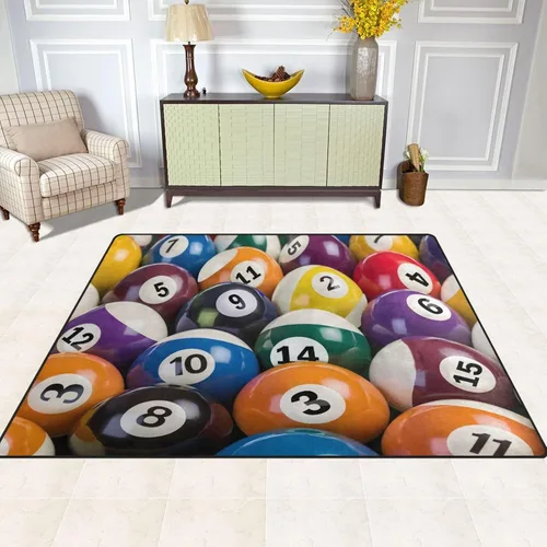 Miniatura 4 de ALAZA Alfombra antideslizante de juego de piscina retro colorida de 4 x 5 pies 3 pulgadas y 3 pulgadas para sala de estar, comedor, dormitorio