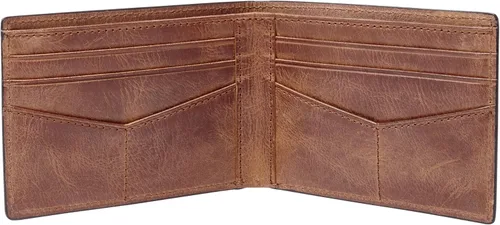Miniatura 2 de Fossil Billetera de cuero delgada minimalista plegable con bolsillo frontal para hombres