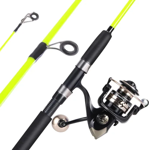 Sougayilang Combo de Caña de Pescar y Carrete para Pesca de Bagre, Combo Giratorio de 2 Piezas, Caña de Pescar Duradera de Grafito y Blancos de
