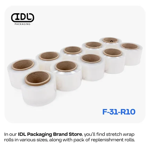 Miniatura 7 de IDL Packaging Mini rollo elástico de 3 pulgadas, 700 pies, calibre 120 (paquete de 2) con un mango de plástico incluido – Envoltura de plástico