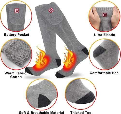 Miniatura 3 de Magnolia Calcetines calefactables, calcetines eléctricos recargables para hombres y mujeres, calentadores de pies de invierno con 3 ajustes de calor