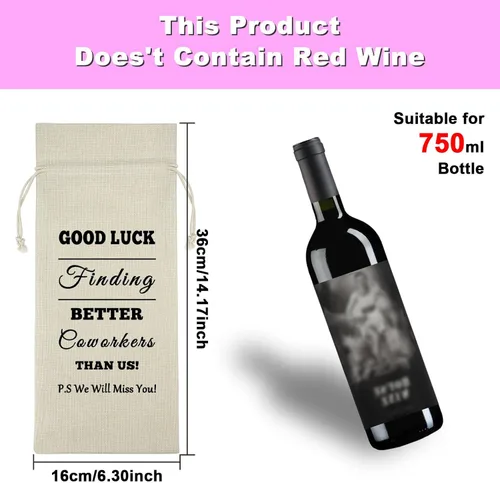 Miniatura 2 de Regalos de despedida para colegas, bolsa de vino para compañeros de trabajo, bolsa de vino con cordón para botella de vino, regalo de despedida