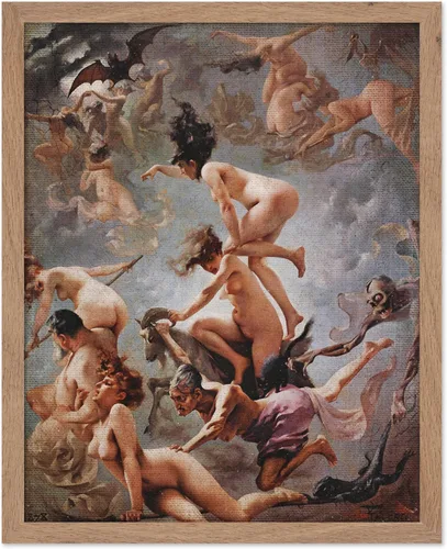 Miniatura 13 de Monem Art - Póster vintage de brujas que van a su sábado, impresión retro de brujas desnudas, arte de Halloween, arte pagano, regalo para hombres
