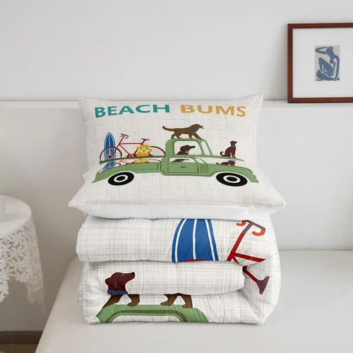 Miniatura 5 de Homewish Lindo juego de edredón de perros, juego de ropa de cama verde para niños, niñas y mujeres, edredón de verano para adultos, juego de edredón