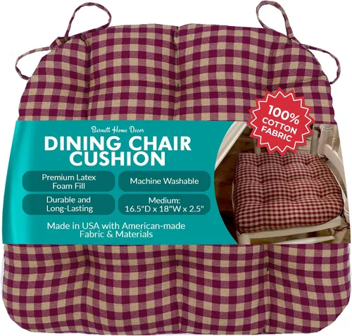Miniatura 83 de Barnett Home Decor Ticking Stripe Berlin Blue - Almohadilla para silla de comedor con lazos, tamaño mediano 18, relleno de espuma de látex, lavable