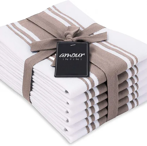 Miniatura 13 de AMOUR INFINI Toallas de cocina 100% algodón, paquete de 4, altamente absorbentes, de secado rápido, toallas de cocina a rayas de primera calidad