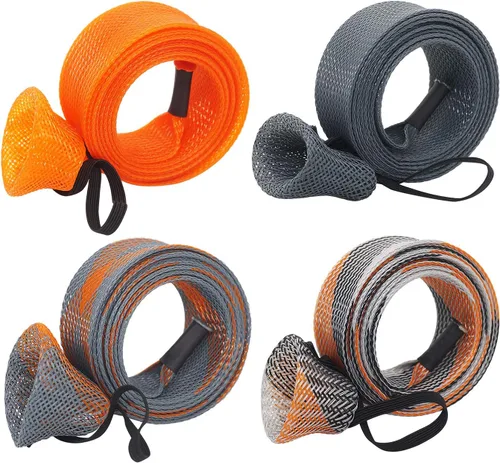 Miniatura 9 de Funda para caña de pescar – Paquete de 4 calcetines de manga de caña con cordón para mosca, spinning, casting, pesca en el mar