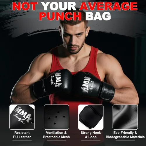 Miniatura 5 de Punching Bag Set for Adults, 4FT Heavy Boxing Bag Set with 12 OZ Boxing Gloves, Suitable for MMA Karate Kickboxing Boxing Muay Thai Training at Home