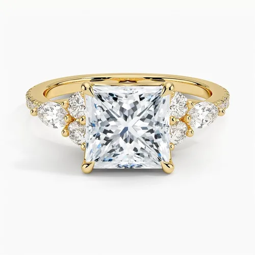 Miniatura 4 de IGI - Anillo de compromiso de diamantes de talla excelente de princesa blanca de 2.56 quilates con cuatro puntas de corte excelente creado