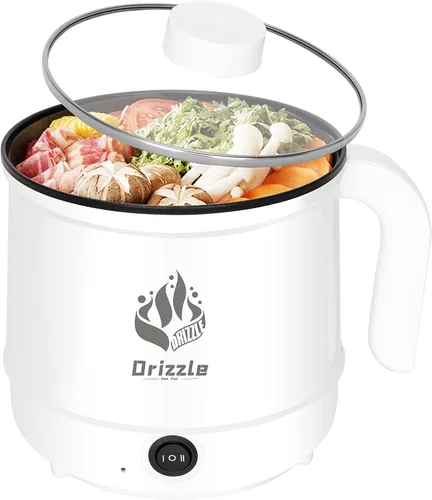 Miniatura 10 de Drizzle Olla Caliente Eléctrica con Vaporizador 1.8L Multifuncional Antiadherente para Oficina y Dormitorio Cocina Portátil Olla de Ramen