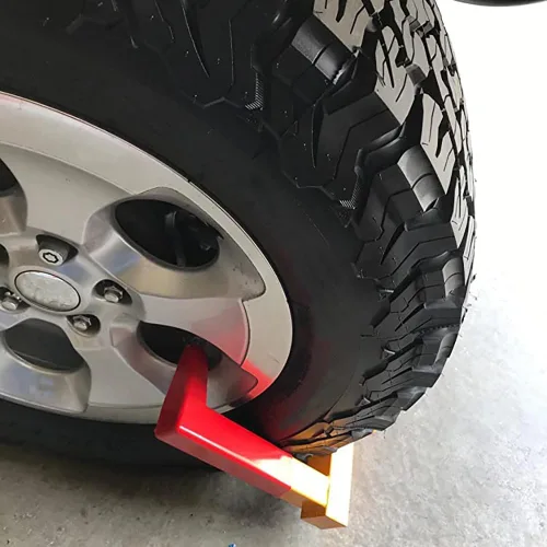 Miniatura 5 de Hedume Cerradura de rueda con abrazadera de neumático, abrazadera de rueda de bloqueo de remolque resistente con 2 llaves rojas, bloqueo