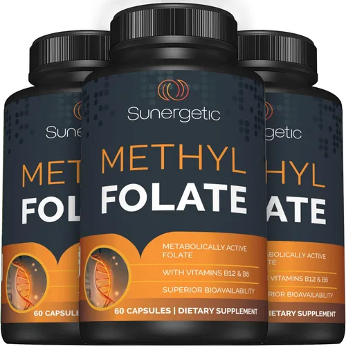Miniatura 5 de Sunergetic Suplemento de folato de metilo prémium – con vitamina B12 metilada y vitamina B6 – Folato metabólicamente activo como magnafolato