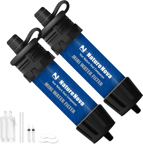 Mini Filtro de Agua NatureNova Sistema Portátil de Filtración de Agua de Emergencia para Senderismo, Camping, Popote, Equipo de Supervivencia, Azul-2