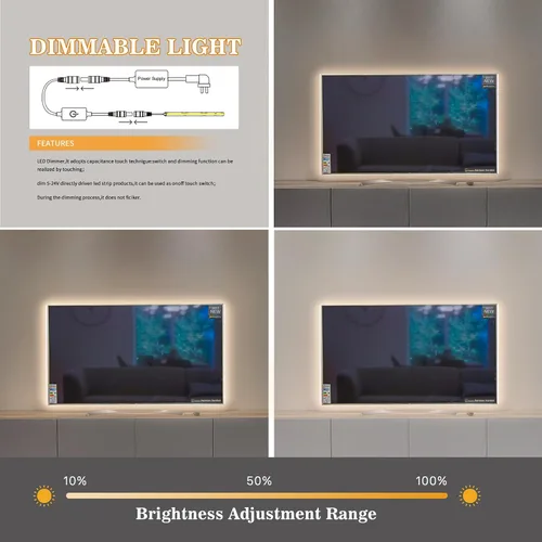Miniatura 3 de Tira LED COB, tira de luz LED COB blanca cálida de 16.4 pies, tira de luz LED regulable de 2700 K, CRI92+, 0.315 in de ancho, cinta LED flexible