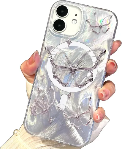 Miniatura 125 de I-MGAE-IN-AR Funda compacta para iPhone 11, diseño de mariposa, marco de protección de lente de cámara con diamante 3D, bonitas fundas protectoras