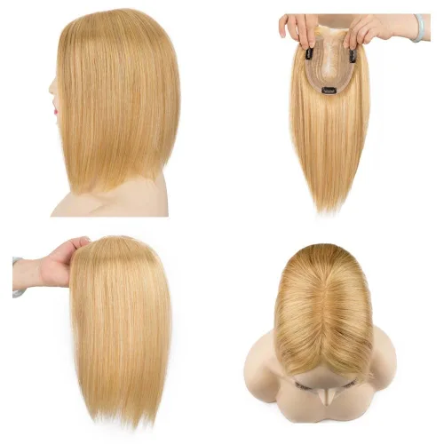 Miniatura 5 de originea Toppers de cabello humano 100% Remy con flequillo para mujer, base de seda, con clip, extensiones para adelgazar el cabello/cubierta