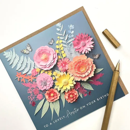 Miniatura 2 de Old English Co. - Tarjeta de cumpleaños para tía encantadora para ella, diseño de flores oscuras y obras de arte de mariposa, tarjeta de cumpleaños