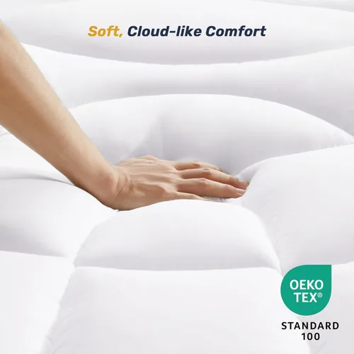 Miniatura 5 de Unikome Protector de colchón King impermeable, acolchado ergonómico para aliviar el dolor de espalda, funda de cama transpirable con bolsillo
