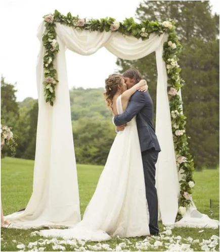 Miniatura 17 de Cortinas de boda con rosas polvorientas, 2 paneles de 6 yardas, cortinas de fondo transparentes para despedida de soltera, arcos de boda