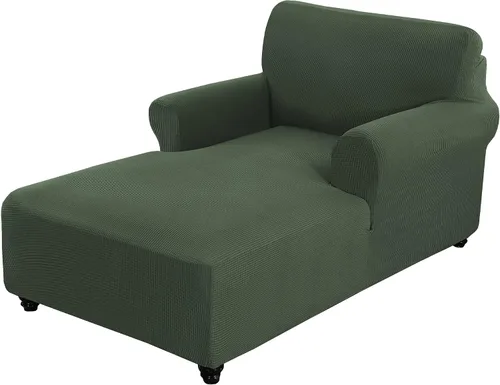 Funda para sofá de chaise longue ajustada - Funda elástica con doble brazo - Protector de muebles lavable (Patina, cuadros pequeños)