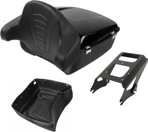 Miniatura 14 de TCMT Caja de maletero King para motocicleta con respaldo y montaje para dos personas, compatible con Harley 2009-2013 Touring Road Street Electra