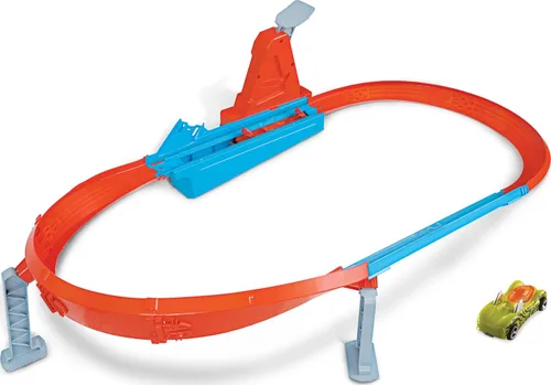 Miniatura 6 de Conjunto de Pista de Coches de Juguete Hot Wheels, Rapid Raceway Champion, Lanzador de Múltiples Coches, Se Conecta a Otros Conjuntos, Incluye Coche