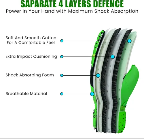 Miniatura 6 de Guantes de portero de fútbol para niños y jóvenes, guantes de portero de fútbol con palmas de agarre fuerte Verde