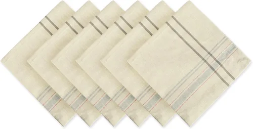 Miniatura 20 de DII - Servilletas para mesa estilo rústico, colección con rayas estilo francés, 20 x 20 pulgadas, color azul cambray, 6