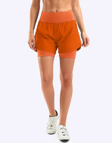 Miniatura 2 de Bikewa Pantalones cortos de ciclismo de montaña para mujer, acolchados en 4D, con bolsillos con cremallera