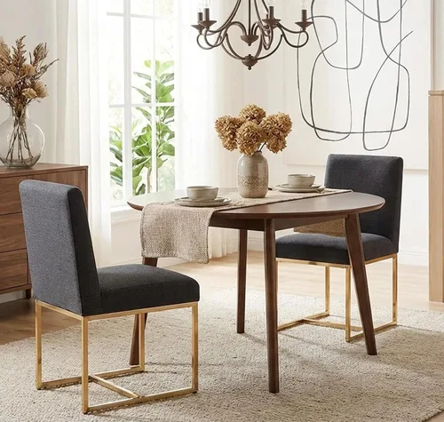 Miniatura 16 de Shunzhi Juego de 2 sillas de comedor modernas tapizadas de cuero PU, sillas de comedor de mediados de siglo, sillas laterales sin brazos, cómodas