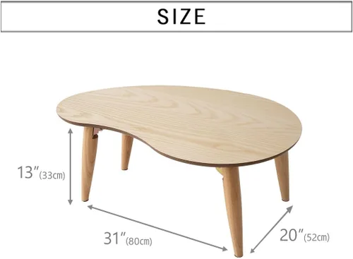 Miniatura 2 de EMOOR Mesa de centro plegable de madera en forma de pera (31.5 x 20.5 pulgadas), natural, mesa baja para sentarse en el suelo, espacio pequeño