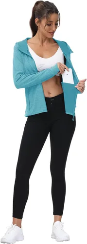 Miniatura 35 de TBMPOY Chaquetas con capucha y protección solar UPF 50+ para mujer, ligeras, de manga larga, para senderismo, exteriores, con cremallera completa