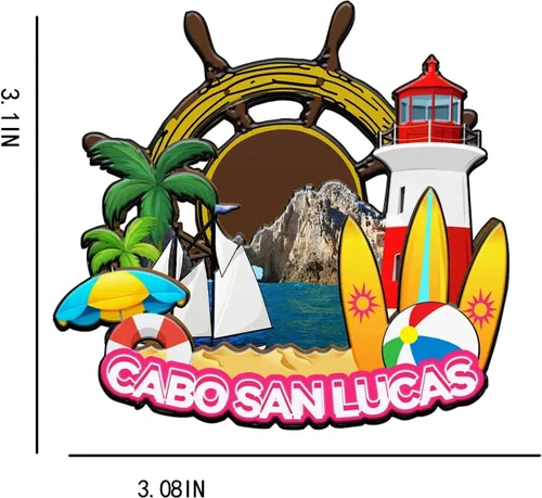 Miniatura 3 de Cabo San Lucas México Imán para nevera de madera 3D, monumentos coleccionables para viajes, decoración hecha a mano -2001