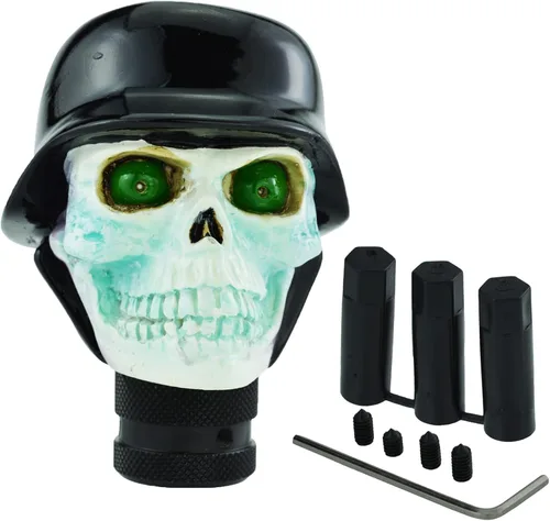 Miniatura 3 de Pomo de palanca de cambios de vehículo de resina con diseño de calavera para la mayoría de vehículos manuales (negro)
