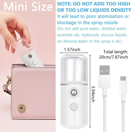 Miniatura 2 de Mudder 8 piezas Nano Facial Mister Rociador Facial Portátil Humidificador de mano Atomización USB Recargable 1.0 fl oz Vaporizador facial