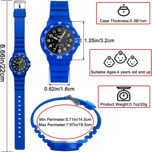 Miniatura 3 de Reloj analógico para niños, resistente al agua, para enseñar el tiempo, para niños y niñas, correa suave para aprender