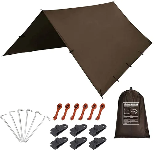 Miniatura 9 de KALINCO Lona impermeable para camping, hamaca para tienda de campaña, mosca de lluvia, 10 x 10 pies, 10 x 15 pies, lona ligera multifuncional