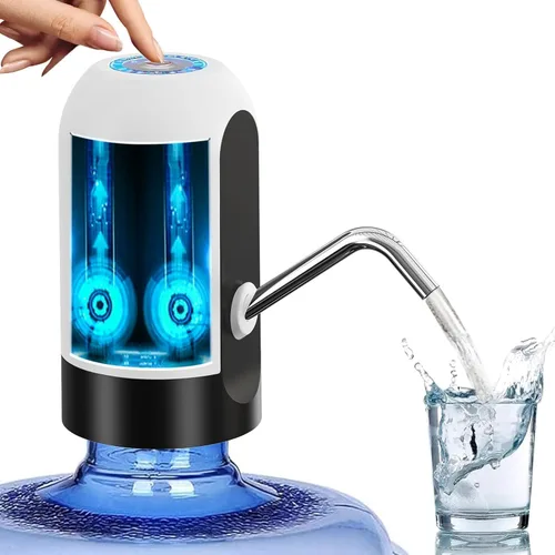 Bomba de agua para botellas de agua, bomba de agua eléctrica portátil de carga USB para botellas de agua universal de 5 galones Blanco