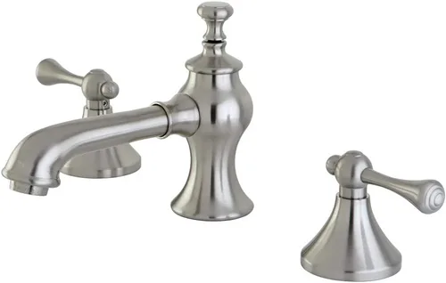Kingston Brass KC7068BL Grifo de lavabo generalizado con ventana emergente de latón, alcance de boquilla de 5-5/8 pulgadas, níquel cepillado