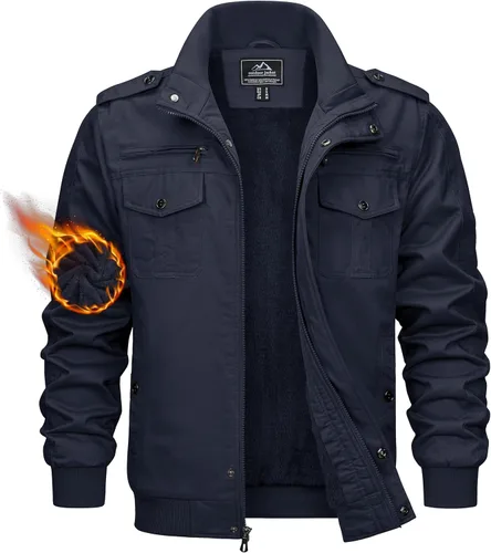 TACVASEN Chaqueta de invierno para hombre, abrigo militar de algodón grueso y casual, chaqueta bomber